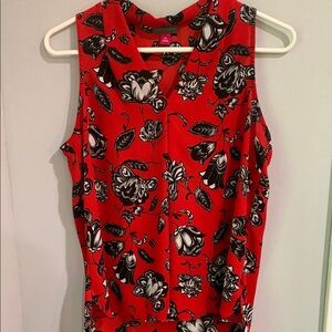 Vince Camuto Red Sleeveless Blouse with Floral Design